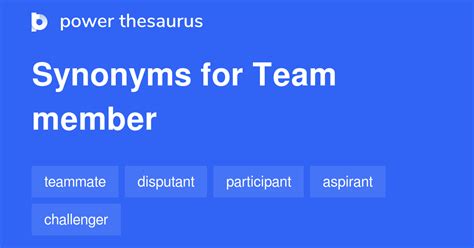 More 60 Team member Synonyms. Similar words for .
